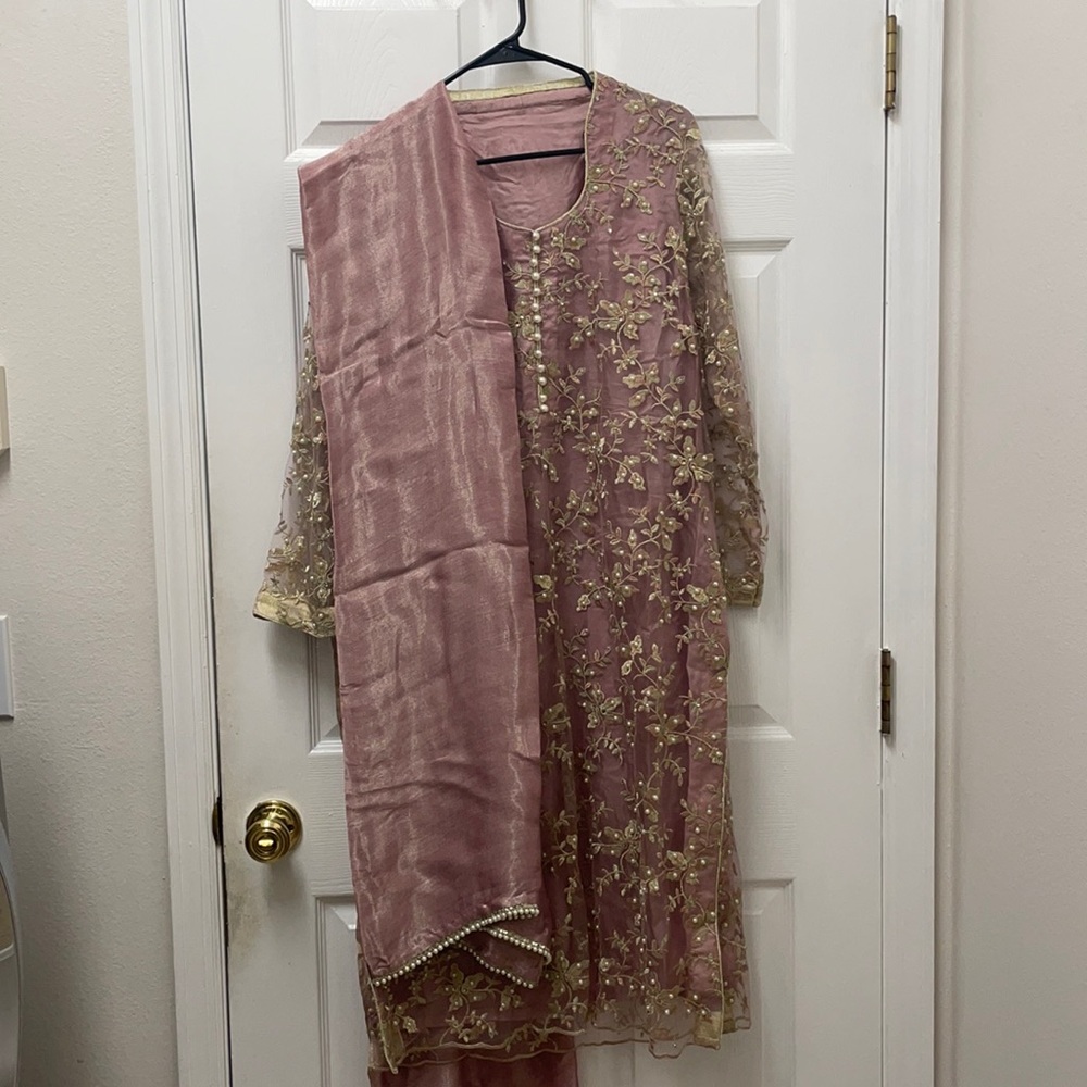 Pink Pakistani Outfit w/ Pearl Beads
